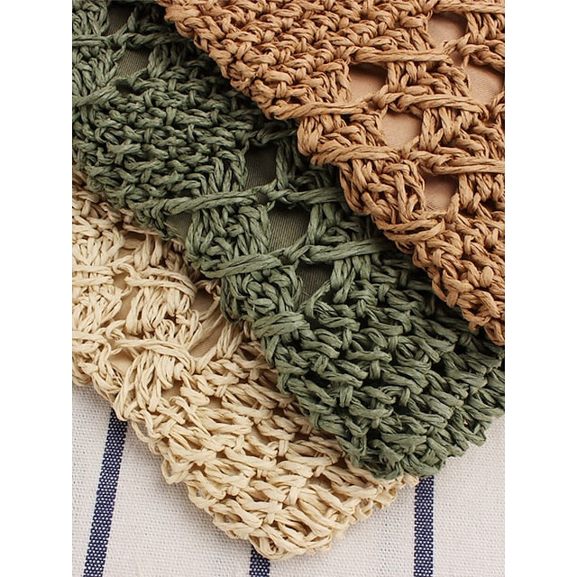 Handwoven Straw Crossbody Bag for Women – Boho Rattan Shoulder Bag with Adjustable Strap, Lightweight Summer Beach Purse for Vacation, Travel & Casual Outings Army Green Brown Khaki